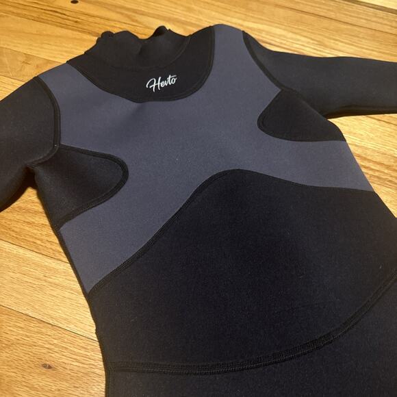 Hevto Adult Full-Body Wetsuit Size 14 Black Gray Swimming Scuba Diving Full Zip - Picture 2 of 8
